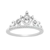 1/10 ct. tw. Diamond Princess Tiara Ring Sterling Silver - YR50130-SS