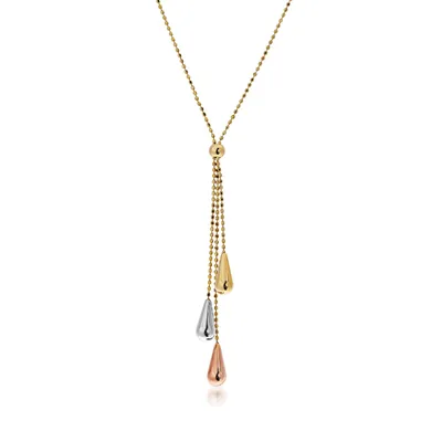 Tassle Style Necklace in 10K Tri-Tone Gold