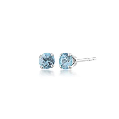 4mm Round Aquamarine Solitaire Earrings in 10K White Gold - WHE3004-AQUA