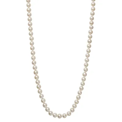 18" White Freshwater 6-7MM Pearl Strand Necklace in 14K Yellow Gold