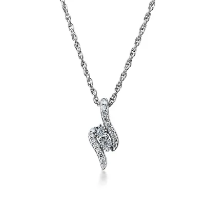 2BeLoved 1/10 ct. tw. 2-Stone Round Diamond Pendant with Miracle Plates in Sterling Silver