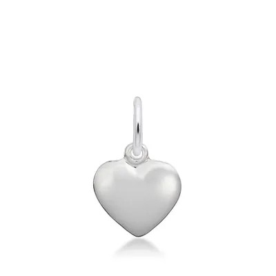 Small Puffed Heart Charm in Sterling Silver