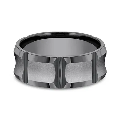 Benchmark Men's 8.0mm Wedding Band with Beveled Center Cuts Tantalum - CF68479TA10