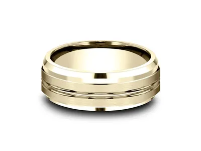 Benchmark Men's 8mm Satin Center Wedding Band 10K Gold