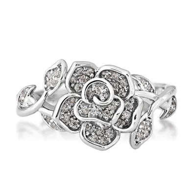 Enchanted Disney Belle 1/4 ct. tw. Diamond Rose Ring Sterling Silver