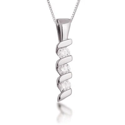 1/4 ct. tw. Diamond 3-Stone Wrap Pendant in 14K White Gold - WHPD2786-14TW