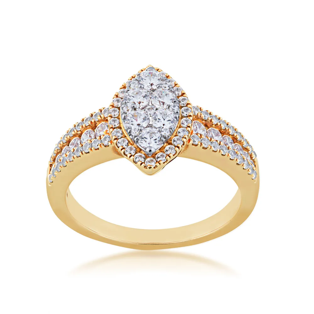 Fairytale Diamonds 1 ct. tw. Marquise Cluster Engagement Ring with Halo 10K Yellow Gold-KR19067@10KY