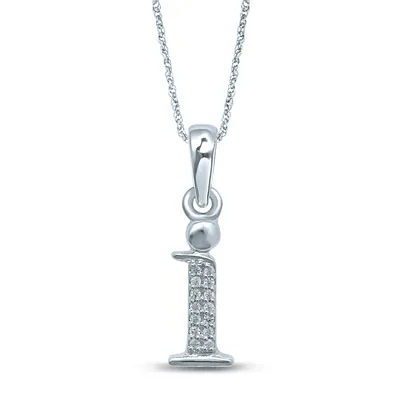 .03 ct. tw. Diamond Initial 'I' Pendant in  10K White Gold - PEOX8102A1TW 