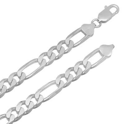 Men's 9MM 22" Figaro Chain in Sterling Silver - GAD3+1EXL200-SS-22