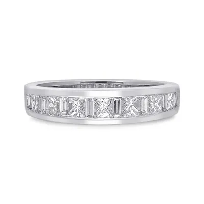 Kallati 1 ct. tw. Princess Cut & Baguette Diamond Channel Set Ring 14K White Gold