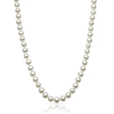 18" White Freshwater 8-9MM Pearl Strand Necklace in 14K Yellow Gold