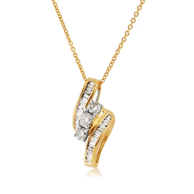 1/2 ct. tw. 3-Stone Diamond Pendant in 10K Yellow Gold