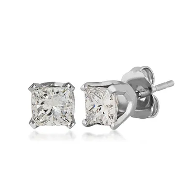 1/4 ct. tw. Princess Cut Diamond Stud Earrings in 14K White Gold - WHED3625