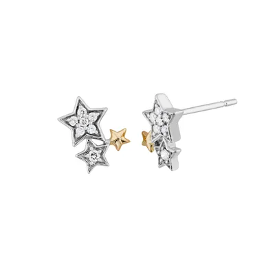 Enchanted Disney Tinkerbell 1/10 ct. tw. Star Post Earrings in Sterling Silver with 10K Yellow Gold Stars - ERO2558SY1PDSRD 