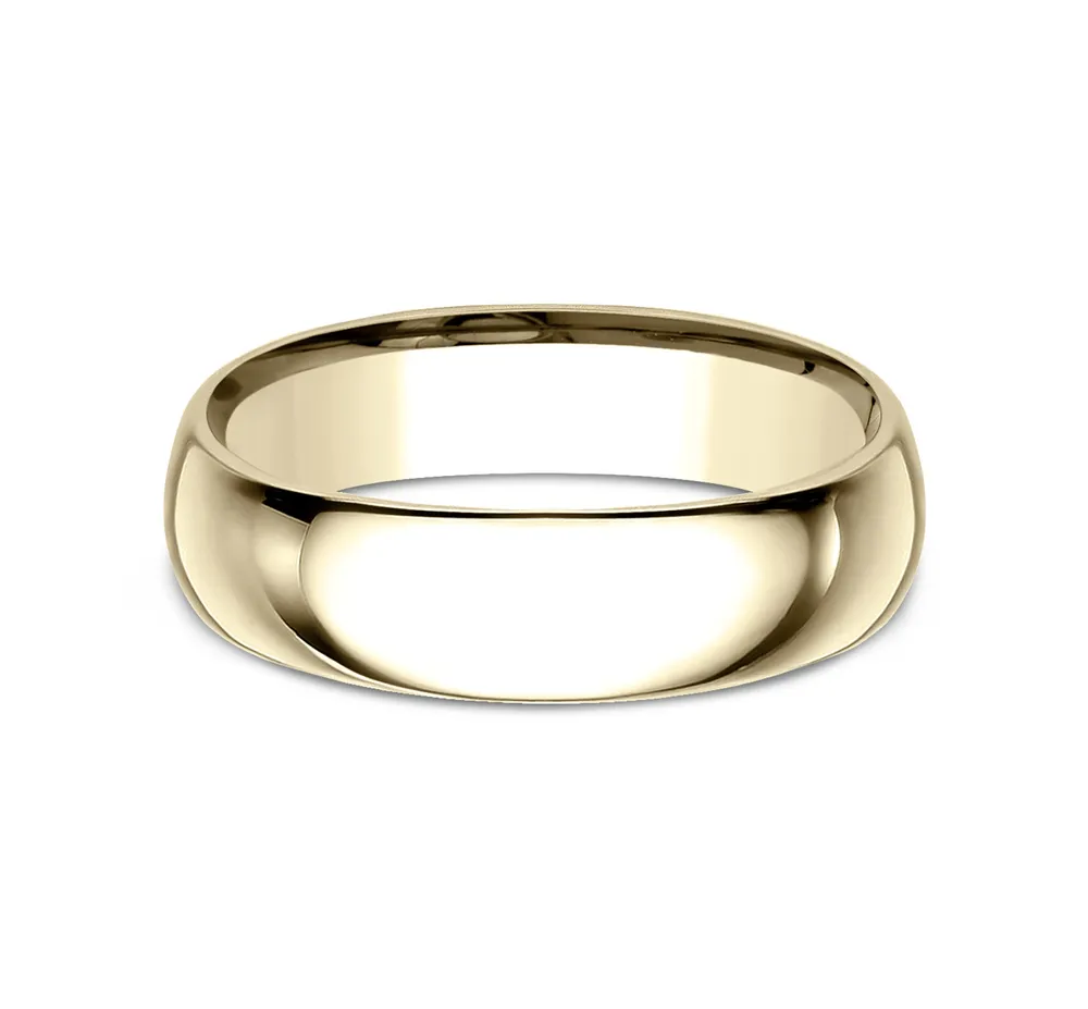 Benchmark Men's 6.0mm Polished Light Comfort-Fit Wedding Band 10K Yellow Gold - LCF16010KY10