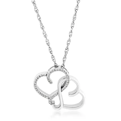 Infinite Love Diamond Accent Triple Heart Pendant in Sterling Silver