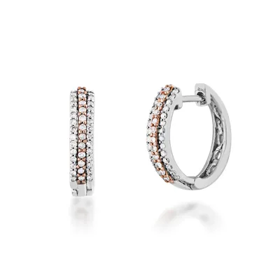 1/4 ct. tw. Diamond Two-Tone Huggie Hoop Earrings in 10K White and Pink Gold-EAOQ8937ATWR