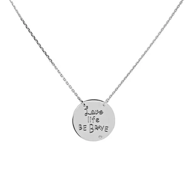 Love Life Be Brave Round Medallion Pendant in Sterling Silver - 465814-SS