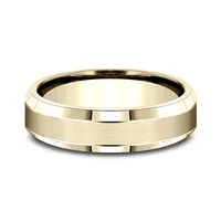 Benchmark Men's 6MM Beveled Edge Wedding Band with Satin Center 10K Yellow Gold - CF6643610KY10