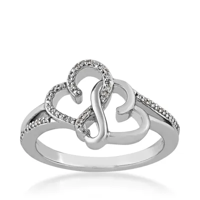 Infinite Love Diamond Accent Triple Heart Ring Sterling Silver