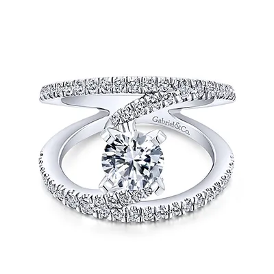 Gabriel & Co. 5/8 ct. tw. Diamond Split Shank Semi-Mount Engagement Ring 14K White Gold - ER12416R4W44JJ