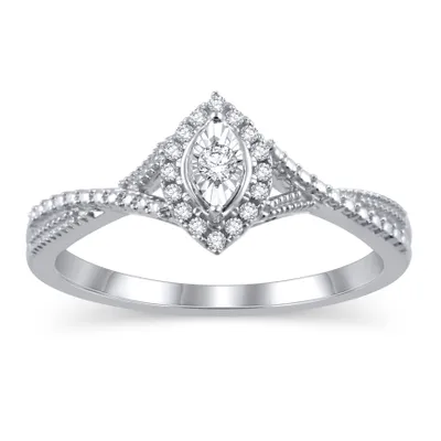 I Promise 1/10 ct. tw. Marquise-Shaped Diamond Ring with Crossover Band 10K White Gold