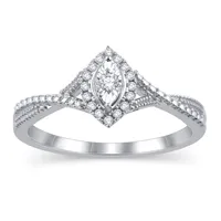 I Promise 1/10 ct. tw. Marquise-Shaped Diamond Ring with Crossover Band 10K White Gold