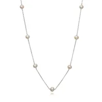 Natural White Freshwater Pearl Necklace with Sterling Silver Chain - QN-141867-RD