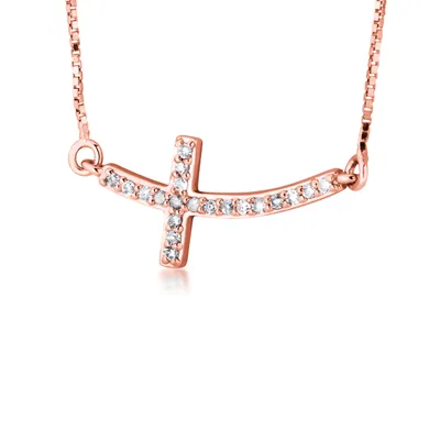 1/10 ct. tw. Diamond Sideways Cross Pendant in 10K Gold