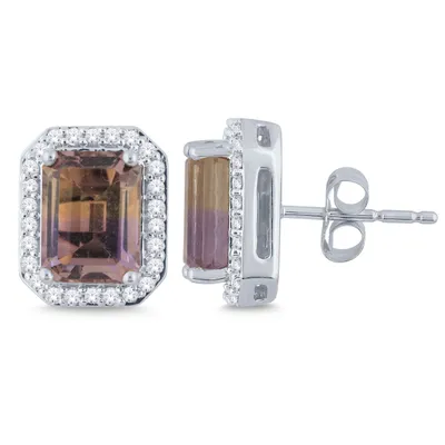 Ametrine and 1/4 ct. tw. Diamond Fashion Earrings in 10K Gold