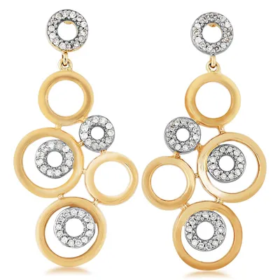 1/3 ct. tw. Diamond Circle Chandelier Earrings in 10K Yellow Gold - YATE10451212