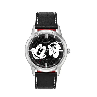 Disney Mickey Mouse Unisex Stainless Steel Watch with Embossed Mickey Mouse Face