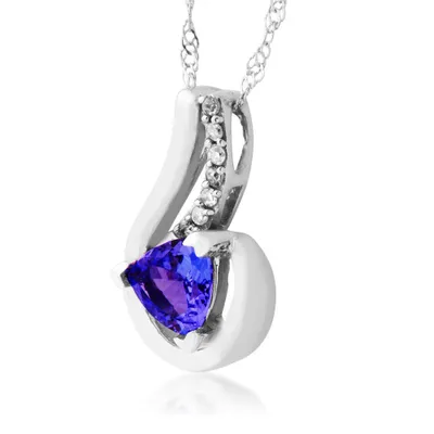 Created Trillion Cut Alexandrite Pendant with .05 ct. tw. Diamond Accent in 10K White Gold - WHP20101DCRA