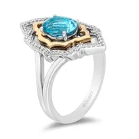 Enchanted Disney Blue Topaz and 1/7 ct. tw. Diamond Aladdin Live Action Filigree Ring Sterling Silver 10K Yellow Gold - RGO8908SY1PBTRI