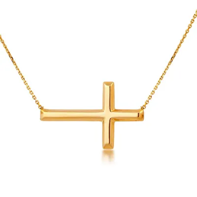 Ladies Yellow Gold Cross Pendant - MF020183-14Y