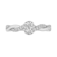 Fairytale Diamonds 1/2 ct. tw. Oval Composite Wedding Set with Twisted Gold and Diamond Band Design 10K White