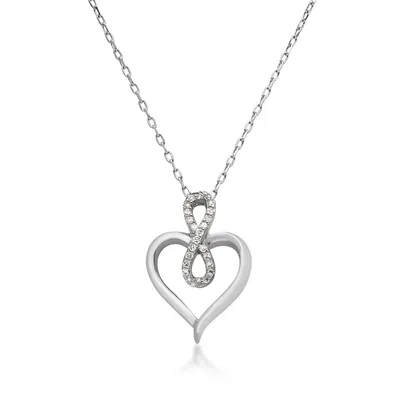 Infinite Love 1/10 ct. tw. Diamond Heart Infinity Pendant in Sterling Silver