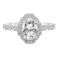 ArtCarved Vintage 1/4 ct. tw. Oval Diamond Semi-Mount Engagement Ring with Milgrain Detailing 14K White Gold- 31-VZ826DVS-E