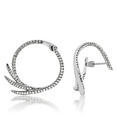 Gabriel & Co. 3/4 ct. tw. Diamond Fan Hoop Earrings in 14K White Gold - EG13447W45JJ