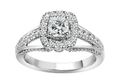 Amaura Collection 1-1/2 ct. tw. Cushion Cut Diamond Halo Engagement Ring 14K White Gold - DXRE6929-RI-A44