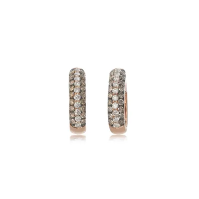 1 ct. tw. Treated Mocha and White Diamond Hoop Earrings in 10K Pink Gold