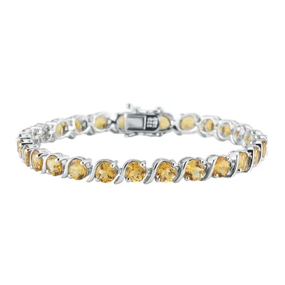 Genuine Round 5mm Citrine Bracelet in Sterling Silver 