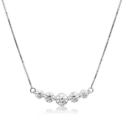 Adamante 1 ct. tw. Lab-Grown Diamond Curved Bar Necklace in 10K White Gold