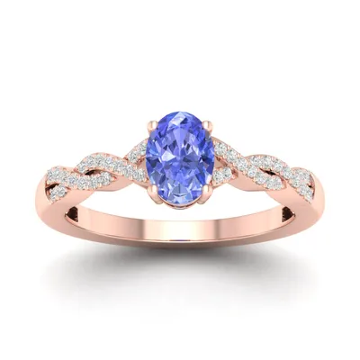 Oval Tanzanite & 1/10 ct. tw. Diamond Twist Ring 10K Pink Gold