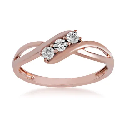 I Promise Diamond Accent 3-Stone Ring with Miracle Plating 10K Pink Gold