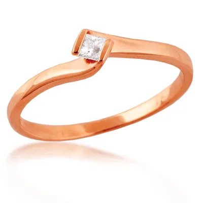 Princess Cut Diamond Promise Ring Pink Gold - DXPR1475D-R 11919957