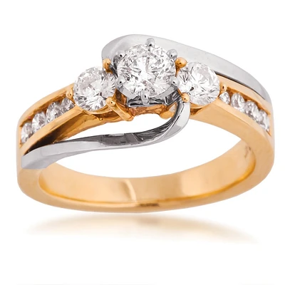 1 ct. tw. Diamond 3-Stone Anniversary Ring with Wraparound Design 14K Yellow and White Gold - LD8668