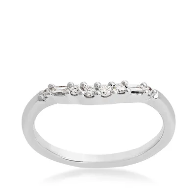 Perfect Match 1/6 ct. tw. Round & Baguette Contour Diamond Stackable Anniversary Band 10K White Gold - R200406W6.5