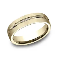 Benchmark Men's Satin Center Comfort-Fit Wedding Band 10K Yellow Gold - CF5641110KY1