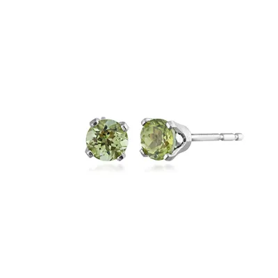 3mm Round Peridot Solitaire Earrings In 10K White Gold - WHE3003-PERID